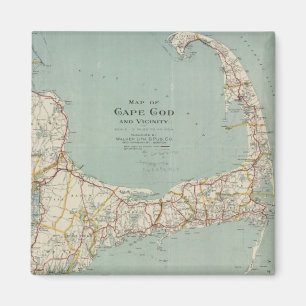 Aimant Carte vintage de Cape Cod (1917)
