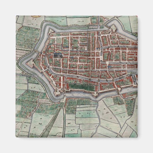 Aimant Carte vintage de la ville d'Alkmaar (Devant)