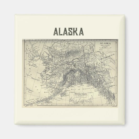 Aimant Carte vintage de l'Alaska (Devant)