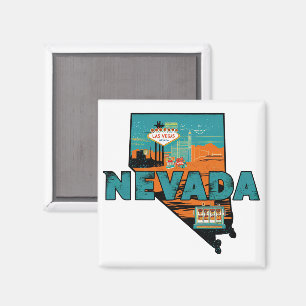 Aimant Carte vintage de l'État du Nevada USA Voyage