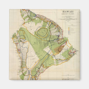 Aimant Carte vintage de l'île d'Hawaii (1906)