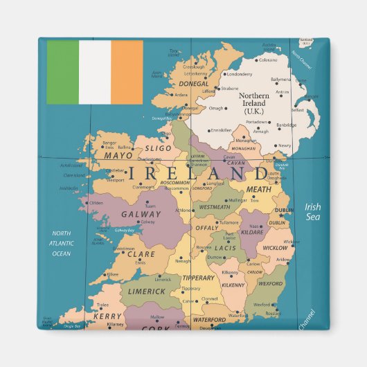 Aimant Carte vintage de l'Irlande (Devant)