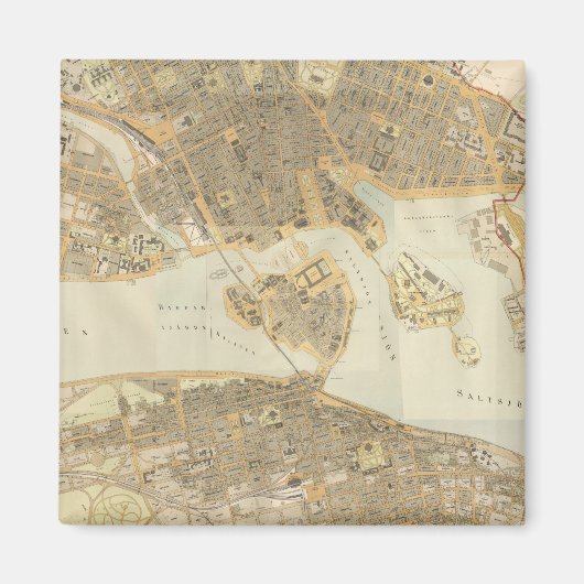 Aimant Carte vintage de Stockholm (1899) (Devant)