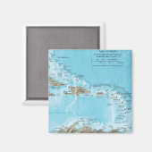 Aimant Carte vintage des Caraïbes - États-Unis (Recto/Verso)