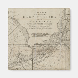 Aimant Carte vintage des clés de la Floride (1771)