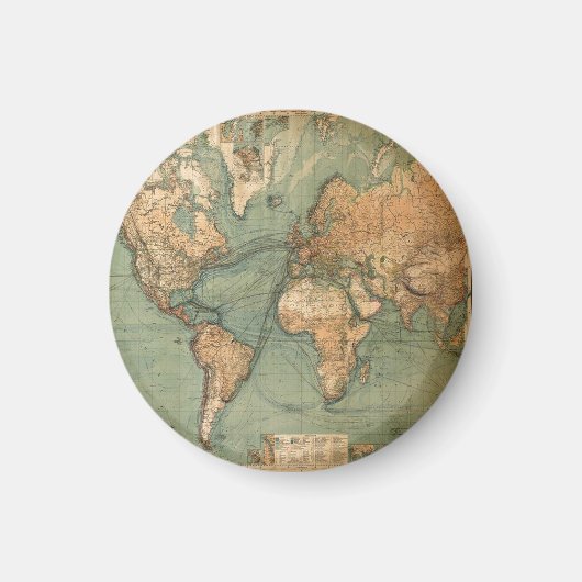 Aimant Carte vintage du monde antique (Devant)