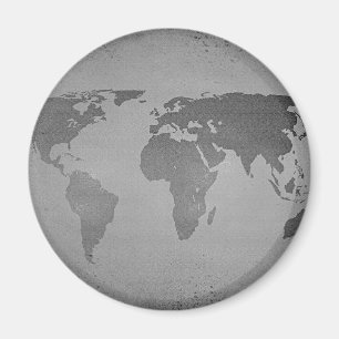 Aimant Carte vintage du monde noir et blanc