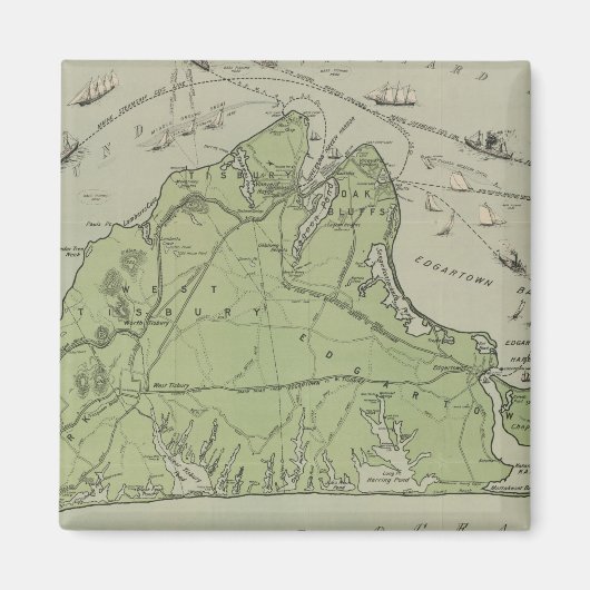 Aimant Carte vintage du vignoble de Marthas (1913) (Devant)