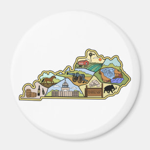 Aimant Carte vintage Louisville Lexington Kentucky