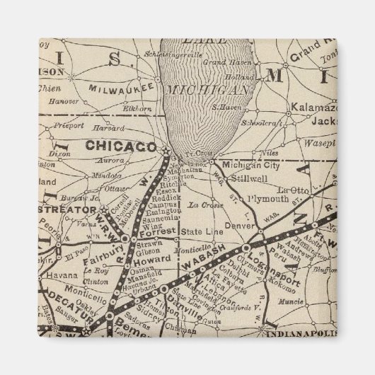 Aimant Carte Wabash Railway (Devant)