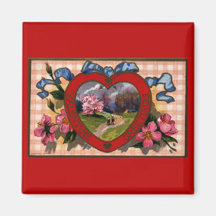 Aimant Cartes de vœux vintage pour la Saint-Valentin Cœur