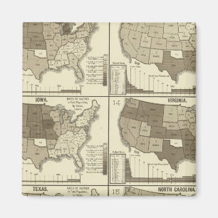 Aimant Cartes lithographiées statistiques des États-Uni
