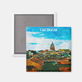 Aimant Carthagène Colombie Peinture Ville Vue (Recto/Verso)