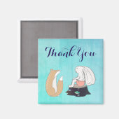 Aimant Cartographie de Fox mignonne et de lapin Merci (Recto/Verso)