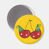 Aimant Cartographier Fun & Red Cheeky Cherries Avec Casqu (Recto/Verso)