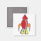 Aimant Carton de vaisseau spatial Red Rocket Ship (Recto/Verso)