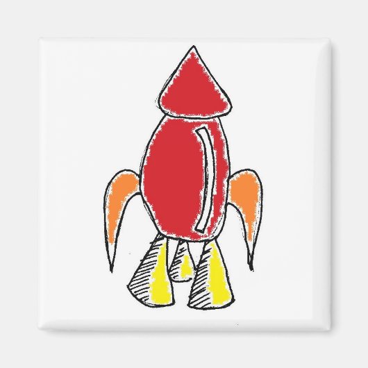 Aimant Carton de vaisseau spatial Red Rocket Ship (Devant)