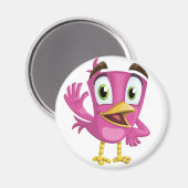 Aimant Carton d'oiseau rose mignon (Recto/Verso)