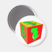 Aimant Carton mignon Dino Cube Art (Recto/Verso)