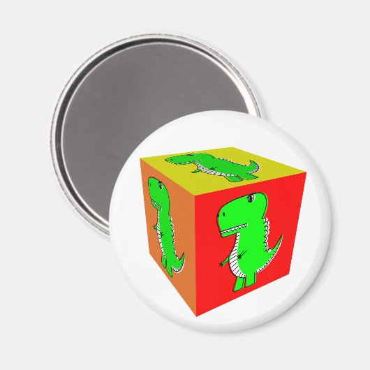 Aimant Carton mignon Dino Cube Art (Recto/Verso)