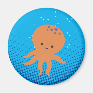 Aimant Carton mignon Octopus Bleu Océan