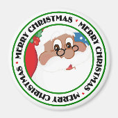 Aimant Carton Père Noël noir (bleu) (Devant)