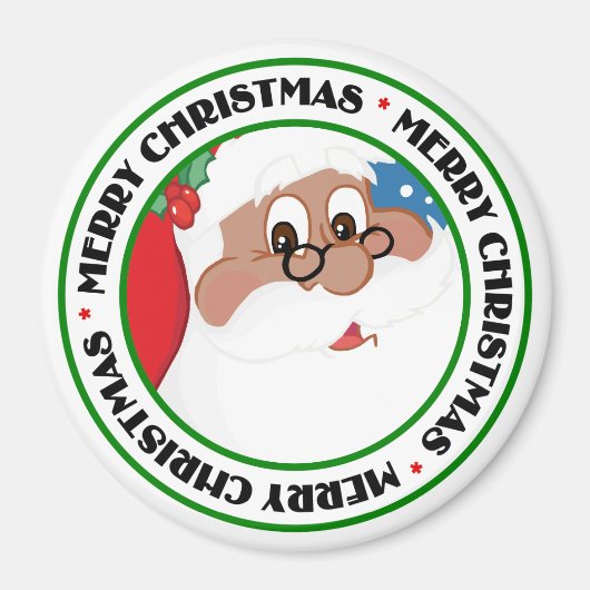 Aimant Carton Père Noël noir (bleu) (Devant)