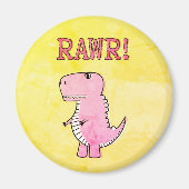 Aimant Carton rose Mignonne Et En Colère T-Rex Vieux Papi (Devant)