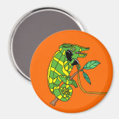 Aimant Carton vert et jaune mignon Chameleon Talking (Recto/Verso)