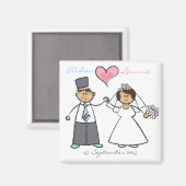 Aimant Cartoon Bride & Groom Mariage Couple Enregistrer L (Recto/Verso)