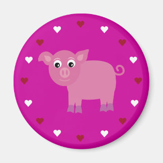 Aimant Cartoon Cochon & Coeurs Personnalisable Charité ro