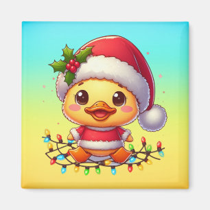 Aimant Cartoon de canard de Noël Père Noël-68362
