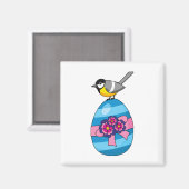 Aimant Cartoon Great Tit with Easter Egg (Recto/Verso)