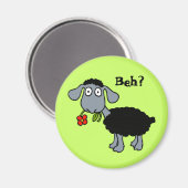 Aimant Cartoon mignon noir mouton avec fleur (Recto/Verso)