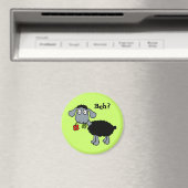 Aimant Cartoon mignon noir mouton avec fleur (In Situ (Lave-vaisselle))