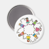 Aimant Cartoon mignonne de heureux amis enfants dans le m (Recto/Verso)