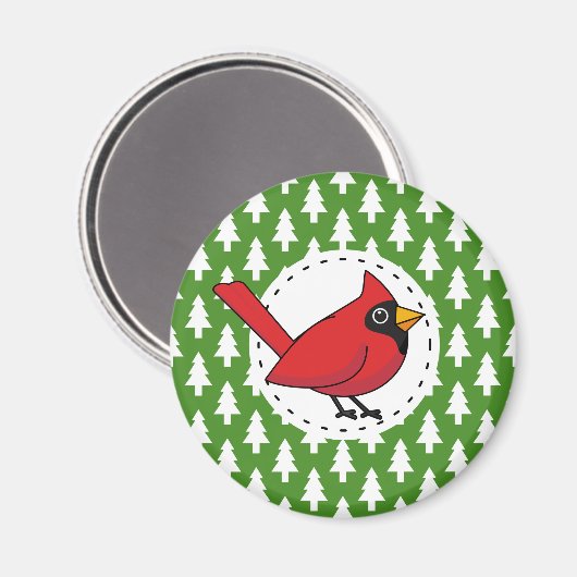 Aimant Cartoon Red Cardinal (Recto/Verso)