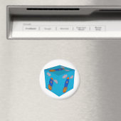 Aimant Cartoon Space Rocket Flying Et Blue Sky Cube (In Situ (Lave-vaisselle))
