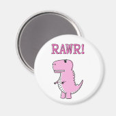 Aimant Cartoon T-Rex Dinosaur Mignonne Et Rose En Colère (Recto/Verso)