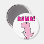 Aimant Cartoon T-Rex Dinosaur Mignonne Et Rose En Colère (Recto/Verso)
