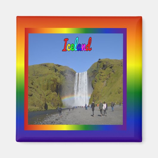 Aimant Cascade arc-en-ciel islandaise (Devant)