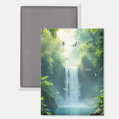 Aimant cascade avec des oiseaux qui survolent (Recto/Verso)