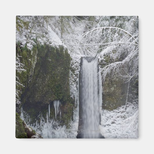 Aimant Cascade floue Entourée d'une forêt de neige (Devant)