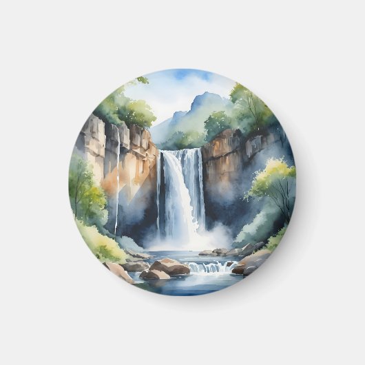 Aimant Cascade peinte à l'aquarelle (Devant)