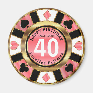 Aimant Casino Chip Las Vegas Anniversaire - Coral