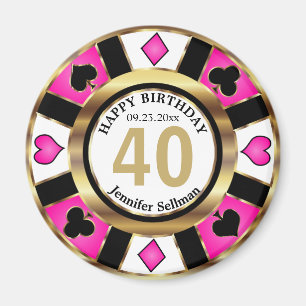 Aimant Casino Chip Las Vegas Anniversaire - Pretty Pink
