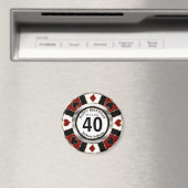 Aimant Casino Chip Las Vegas Anniversaire - Rouge foncé (In Situ (Lave-vaisselle))