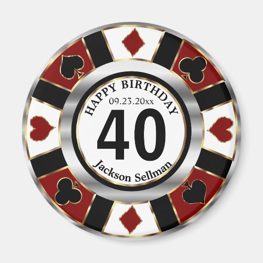 Aimant Casino Chip Las Vegas Anniversaire - Rouge foncé (Devant)