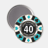 Aimant Casino Chip Las Vegas Anniversaire - Turquoise Blu (Recto/Verso)