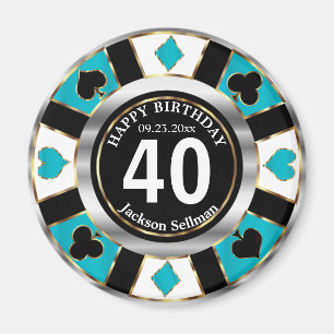 Aimant Casino Chip Las Vegas Anniversaire - Turquoise Blu